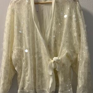 Elegant Cream Lace Kimono